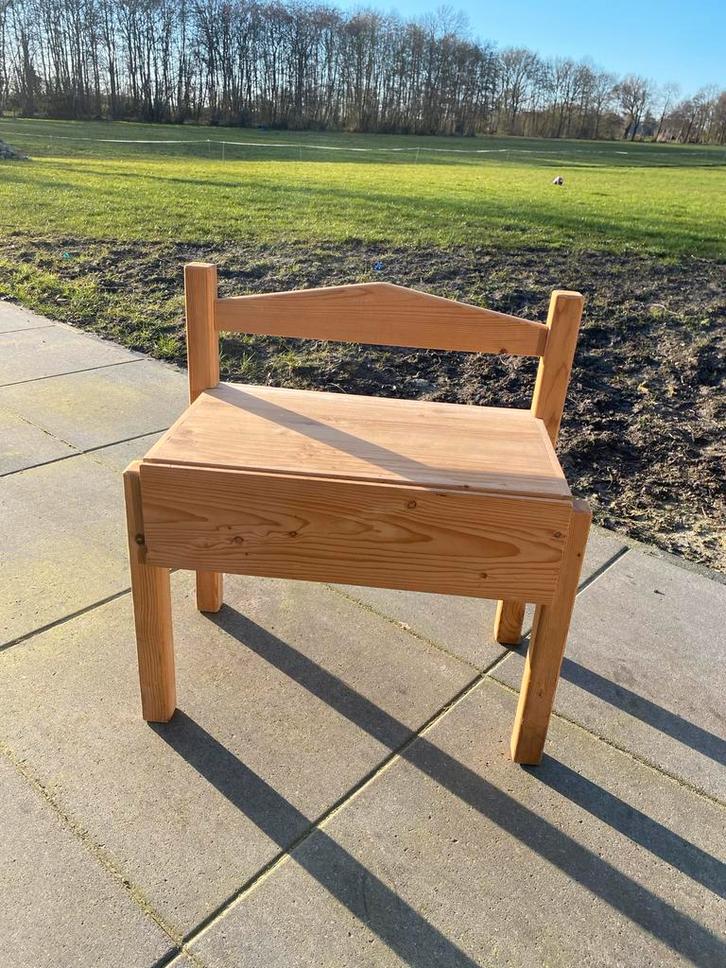 Houten bankje met opbergruimte, Huis en Inrichting, Banken | Voetenbanken en Poefen, Gebruikt, 50 tot 75 cm, Rechthoekig, Hout