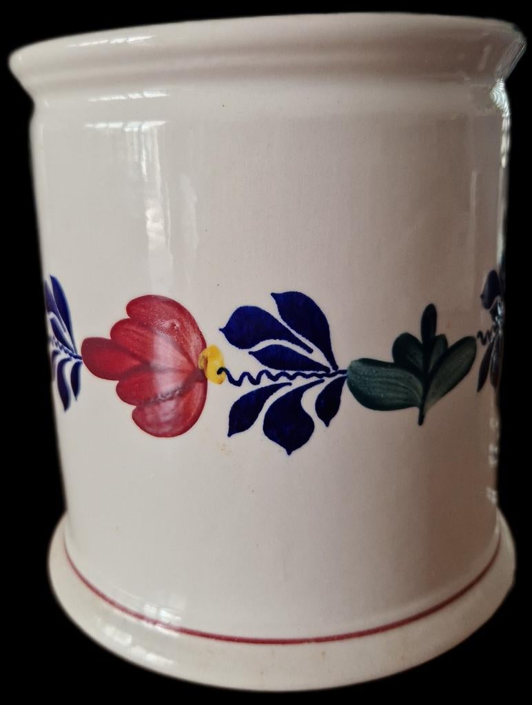 Vintage Boch voorraadpot zonder deksel, handgeschilderd, Ophalen