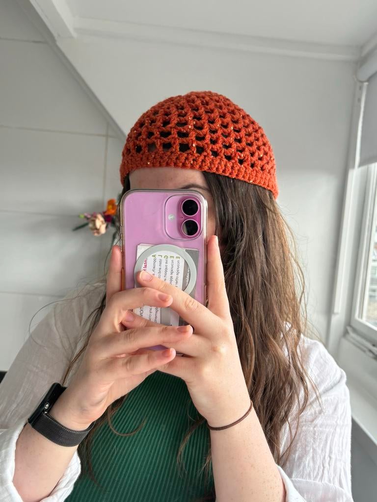 Handmade sequin skull cap, Ophalen of Verzenden, Gedragen, One size fits all, Hoed