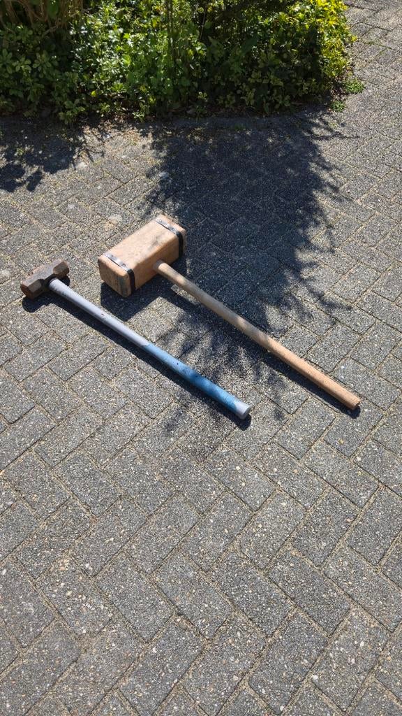 Sleghammer: Houten moker en metalen voorhamer, Ophalen, Gebruikt