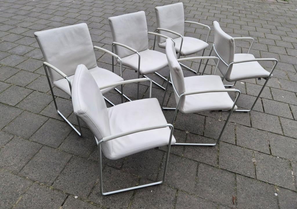 Leolux talos Design eetkamerstoelen in senso leder leer, Ophalen, Gebruikt, Koopje, Grijs