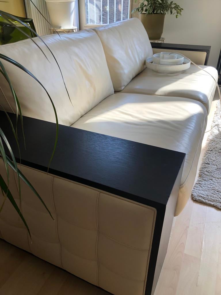 Zeldzame Roche Bobois bank - Crèmekleurig leer, Huis en Inrichting, Banken | Sofa's en Chaises Longues, Gebruikt, Tweepersoons