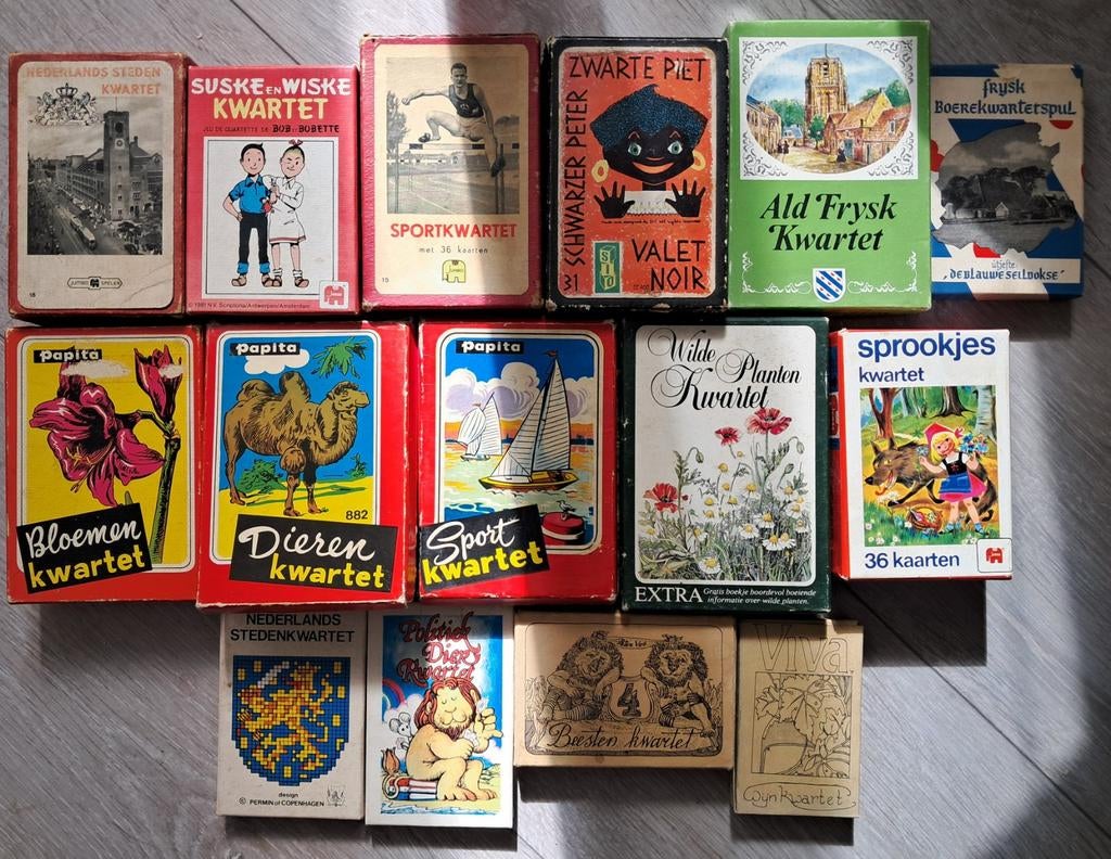 15 kwartetspelen o.a. Peter Vos Beestenkwartet, Ophalen of Verzenden, Gelezen