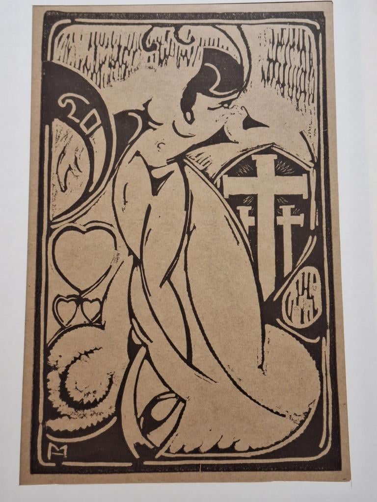 Art Deco Houtsnede Print - Harmen Meurs, Antiek en Kunst, Kunst | Etsen en Gravures, Ophalen of Verzenden