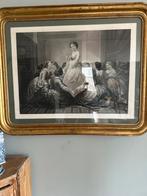 Brocante prent in zeer gave vergulde lijst., Ophalen