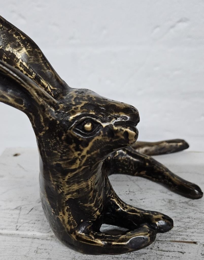 LIGGENDE HAAS/ BRONZEN TUINBEELDEN / HAAS, Dierenbeeld, Nieuw, Info@huisentuindecoratiemarie.nl, Huis en tuin decoratie marie