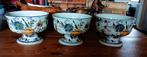 Delfts blauw polychroom Florial schaal op voet pot 3 stuks, Ophalen of Verzenden