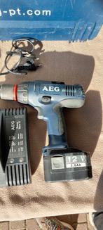 AEG boormachine en haaksboormachine in koffer blauw, Ophalen of Verzenden, Boormachine