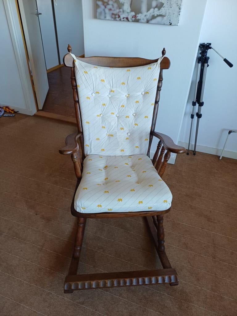 Schommelstoel met gele olifanten, Ophalen, Bruin, Stof, Eén