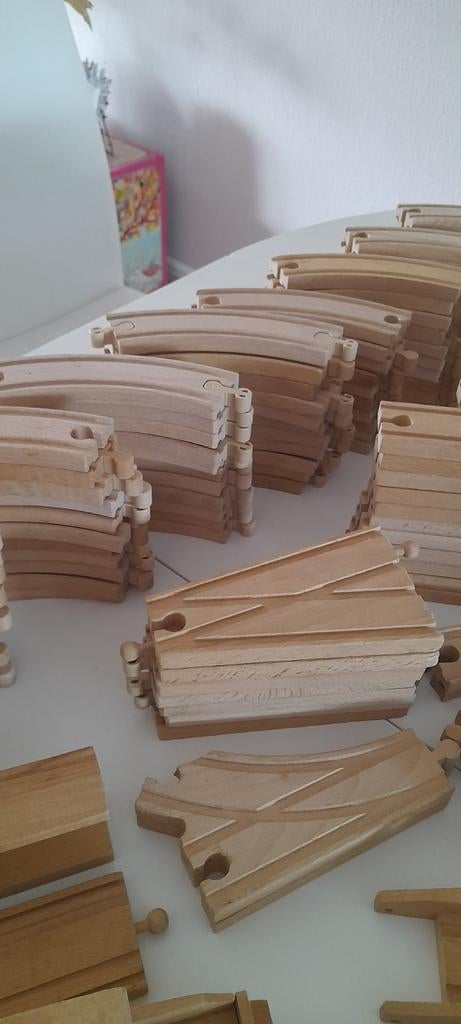 Grote set houten treinrails en accessoires, Ophalen of Verzenden, Gebruikt