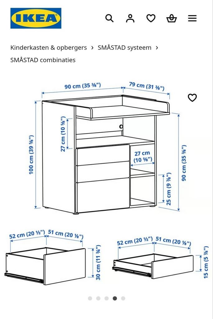 IKEA SMÅSTAD Commode met lades en opbergruimte, Kinderen en Baby's, Kinderkamer | Commodes en Kasten, Ophalen, Gebruikt, 50 tot 70 cm