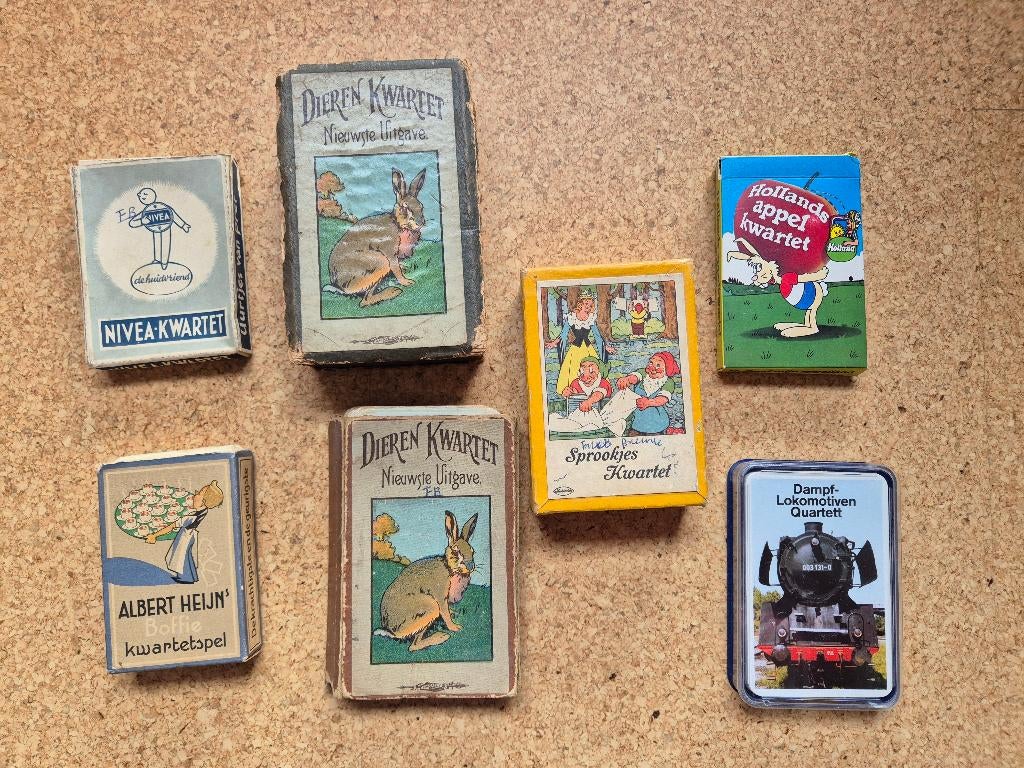 7 doosjes met compleet kwartetspel, Ophalen of Verzenden, Gebruikt, Kwartet(ten)