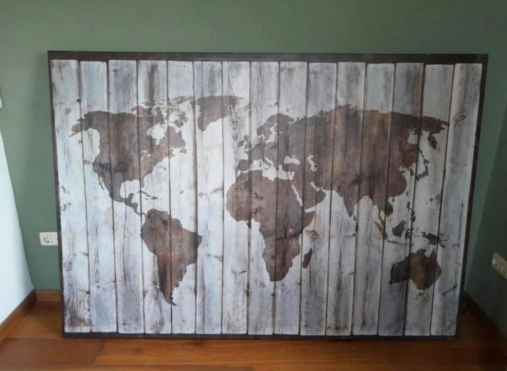 Grote canvas Wereldkaart Wanddecoratie, Huis en Inrichting, Woonaccessoires | Wanddecoraties, Zo goed als nieuw, Wandbord of Wandpaneel