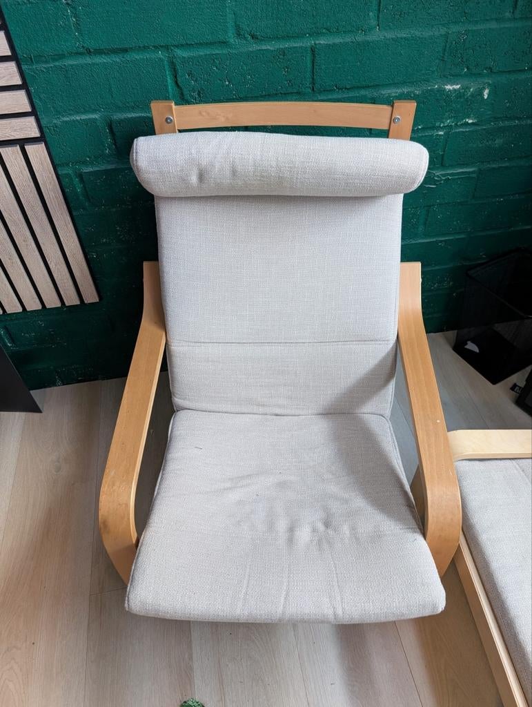 Ikea "Poäng" stoel, Huis en Inrichting, Stoelen, Ophalen, Gebruikt, Wit, Stof