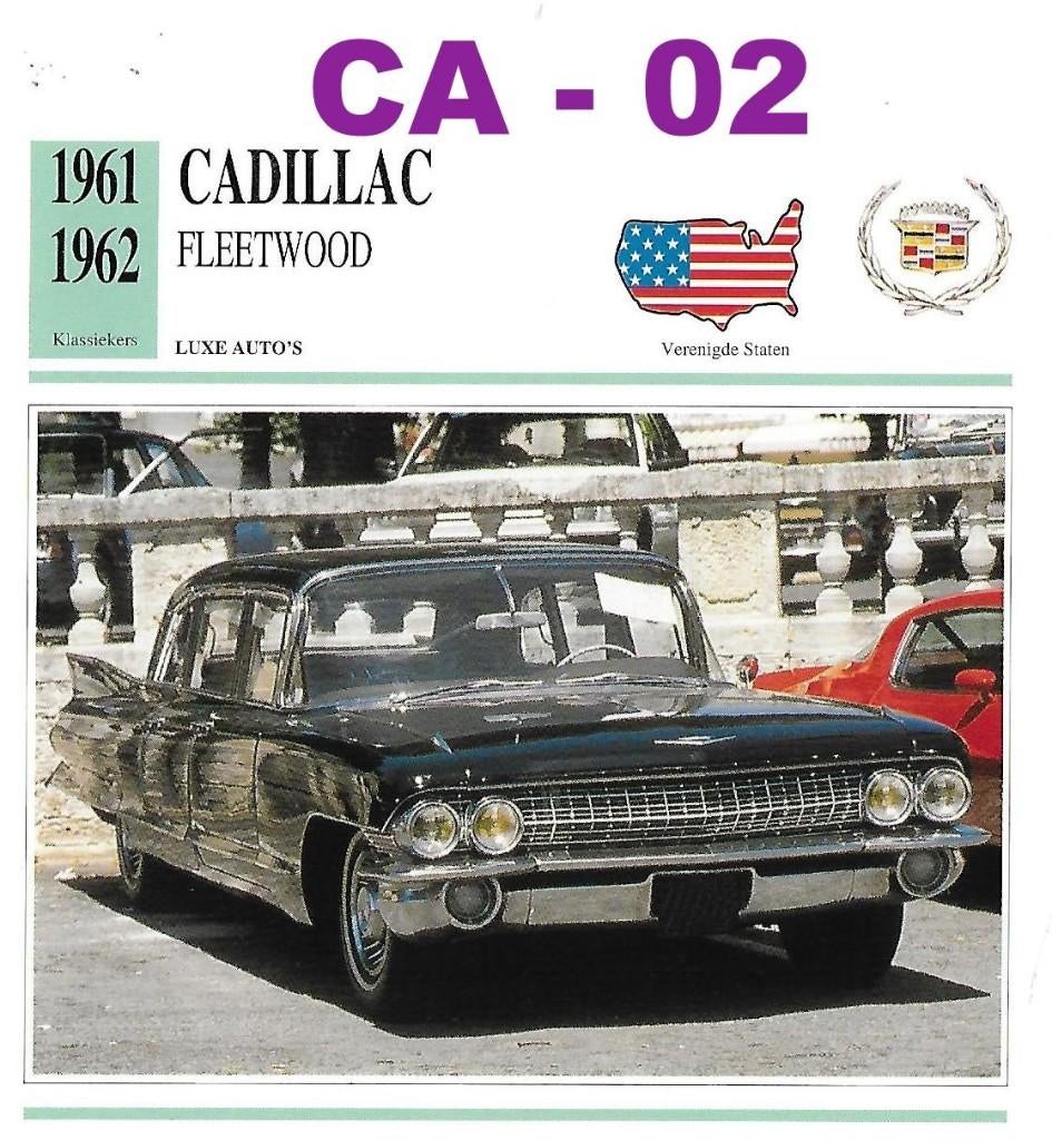 Ca2 Autokaart Cadillac Fleetwood ( 1961 - 1962 ), Ophalen of Verzenden, Zo goed als nieuw, Auto's