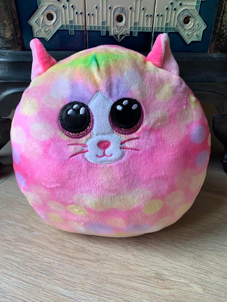 🌈👀Ty Squish-a-Boo – Sunny knuffelkussen in kattenvorm 🐾, Ophalen of Verzenden, Zo goed als nieuw, Overige typen