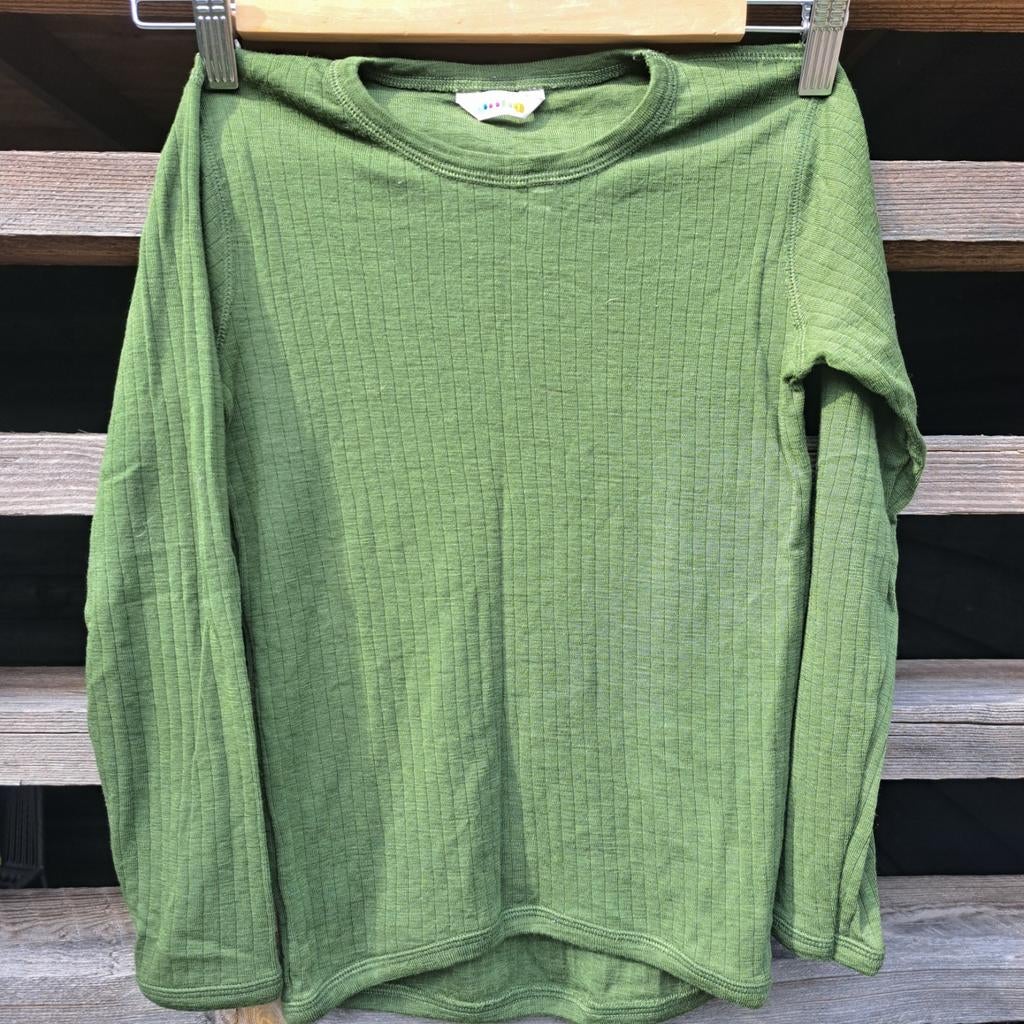 Mosgroen groen lang shirt joha 100% wol 128/134, Ophalen of Verzenden, Zo goed als nieuw, Shirt of Longsleeve