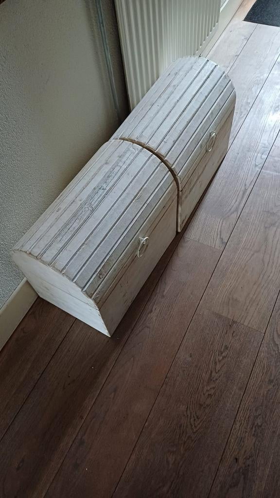 Set van 2 houten opbergkisten / schatkisten, Huis en Inrichting, Woonaccessoires | Kisten, Ophalen, Minder dan 50 cm, Gebruikt