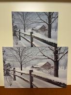 Schilderij canvas 2x besneeuwd landschap 30x40 en 40x60, Huis en Inrichting, Woonaccessoires | Schilderijen, Tekeningen en Foto's