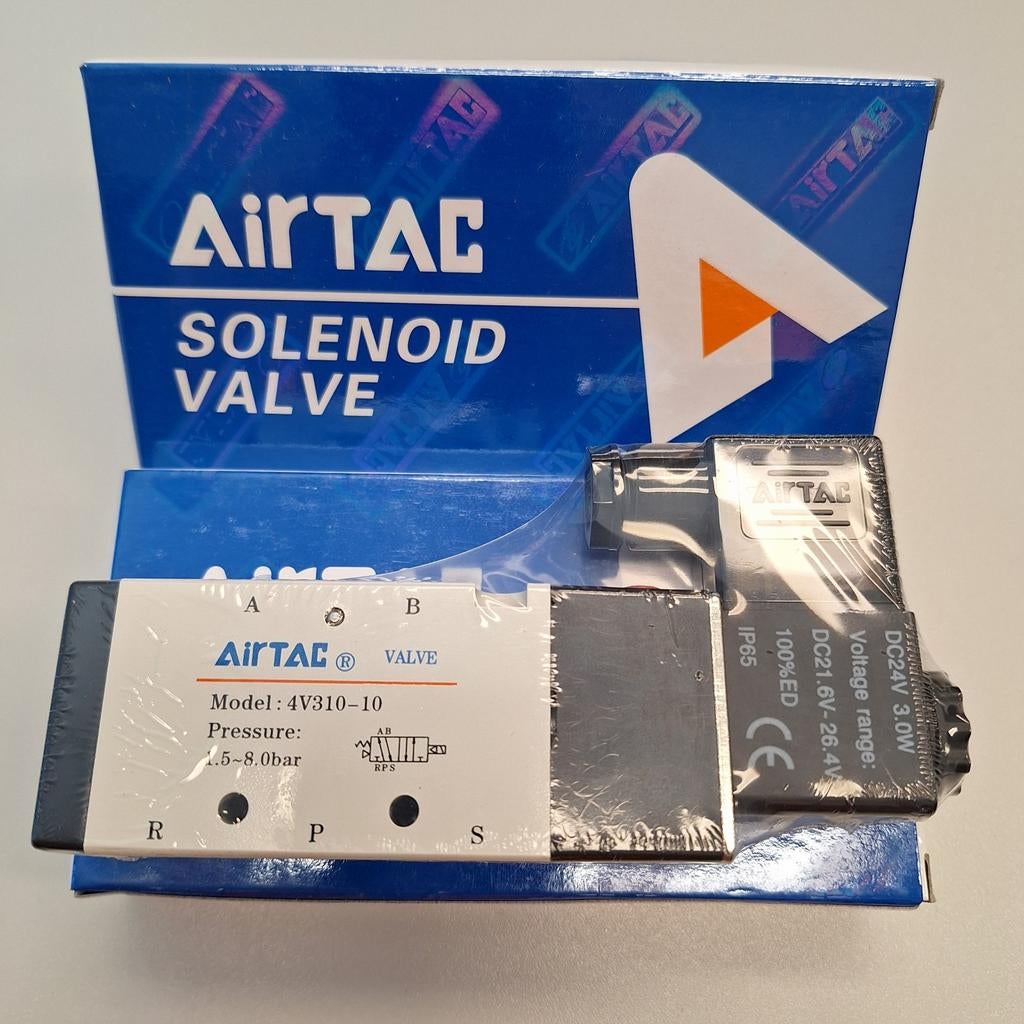 2 x Airtac 5/2 magneetventiel | 3/8" aansluitingen | 24 VDC, 100 liter of meer, Ophalen of Verzenden, Minder dan 200 liter/min