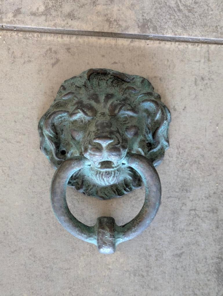 Messing Deurklopper met Leeuwenkop - Antiek Design, Ophalen of Verzenden