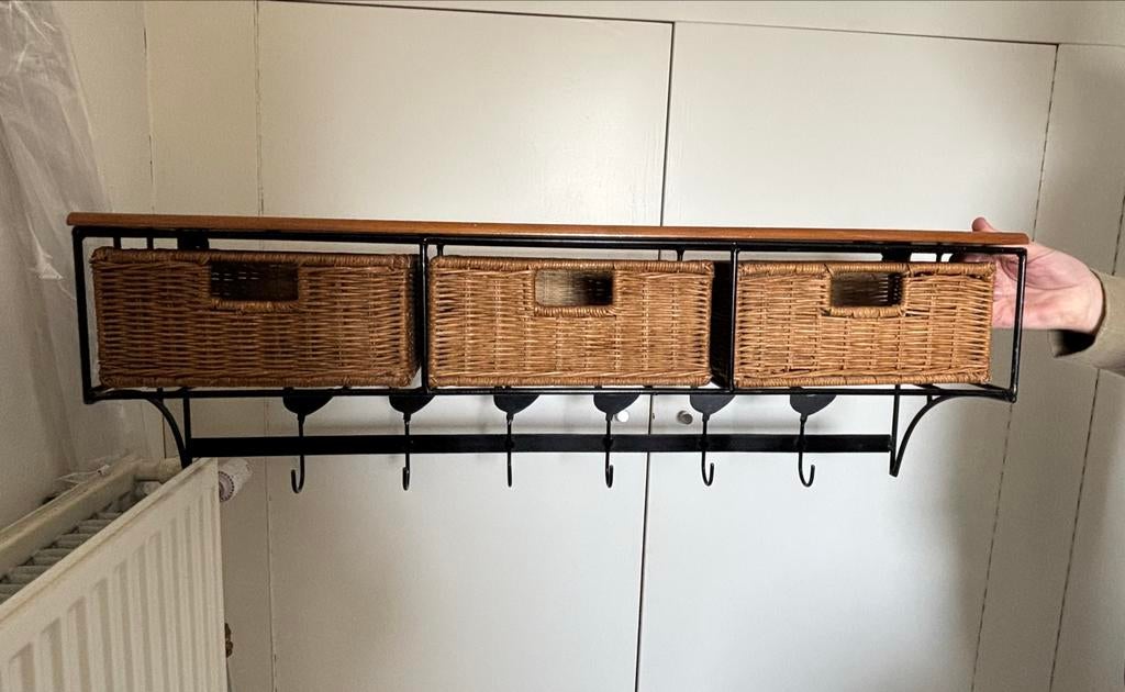 Kapstok met mandjes, Huis en Inrichting, Woonaccessoires | Kapstokken, Gebruikt, Minder dan 100 cm, Hout, Ophalen