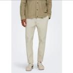 Only and Sons linnen broek - maat: L (Nieuw!) T.E.A.B., Maat 52/54 (L), Beige, Nieuw, Ophalen of Verzenden