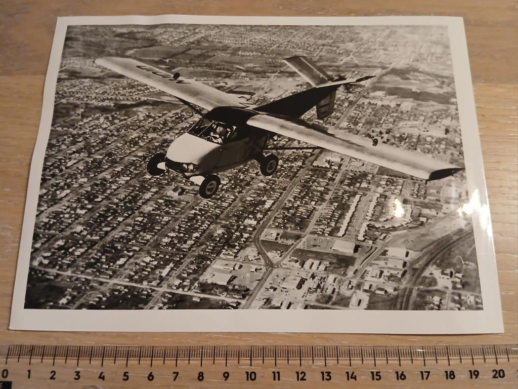 1961 Persfoto Aerocar echte vliegende auto Luchtvaart uniek, Verzamelen, Ophalen of Verzenden, Zo goed als nieuw, Kaart, Foto of Prent