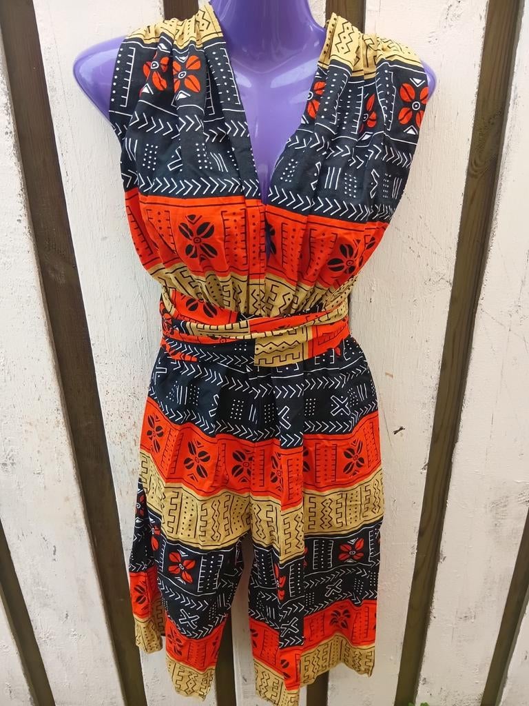 OPRUIMING jumpsuit knielengte Batik katoen Ghana, Ophalen of Verzenden, Zo goed als nieuw, Blauw