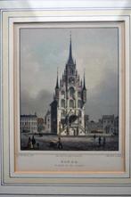 Oude staalgravure stadhuis Gouda, Antiek en Kunst, Ophalen of Verzenden