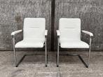 ICF Luxe conferentiestoelen - wit kunstleer / chroom slede, Ophalen of Verzenden, Gebruikt, Wit, Metaal