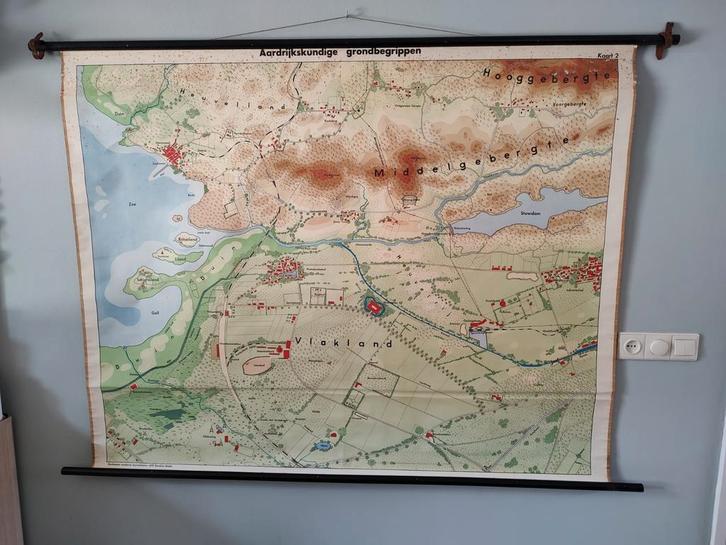 Wandkaart schoolplaat topografie diversen € 25 p.s., Antiek en Kunst, Antiek | Schoolplaten, Overige thema's, Ophalen of Verzenden