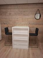 Presentatietafel met glas + 2 design stoelen, Ophalen, Gebruikt, Inclusief barstoelen