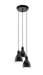 Hanglamp PRIDDY trio 3 lampen kleur zwart, Ophalen of Verzenden, Zo goed als nieuw, Metaal, Minder dan 50 cm