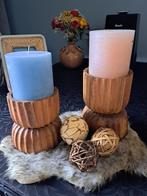 Set Riviera Maison Josh Candle Holder S en L !!!, Ophalen, Bruin, Nieuw, Hout