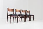 Set van 4 Vintage Deense teak eetkamer stoelen, Ophalen, Gebruikt, Zwart, Vintage
