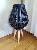 Zwarte Bamboo Lantaarn met Houten Poten, Huis en Inrichting, Ophalen of Verzenden