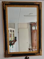 Antieke Franse spiegel met barok zwart gouden lijst., Ophalen, Gebruikt, 100 tot 150 cm, 75 tot 100 cm