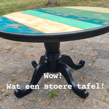 Stoere XL ronde tafel eikenhout India Ibiza bali boothout  beschikbaar voor biedingen