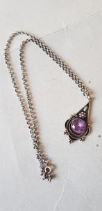 Oude zilveren ketting en hanger  met edelsteen, Sieraden, Tassen en Uiterlijk, Antieke sieraden, Ophalen of Verzenden, Zilver
