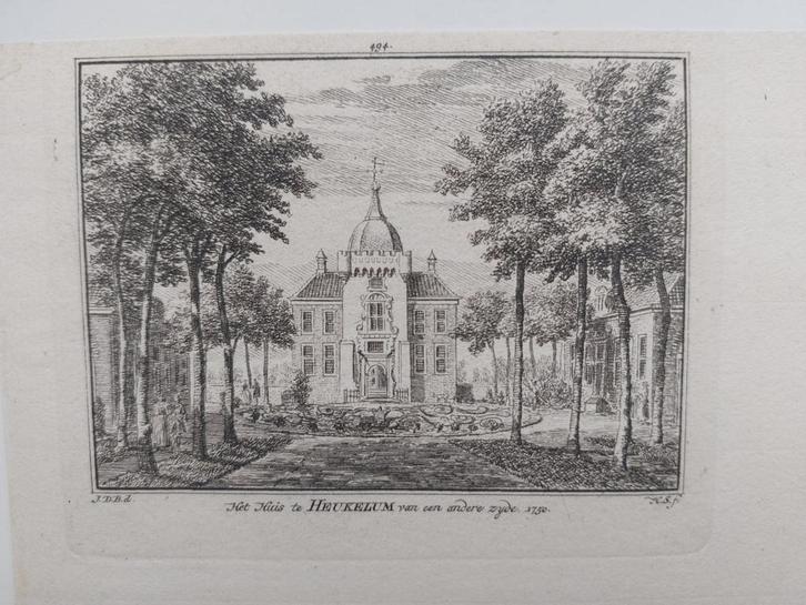494 / Huis te Heukelum - Heukelom, Antiek en Kunst, Kunst | Etsen en Gravures, Ophalen of Verzenden
