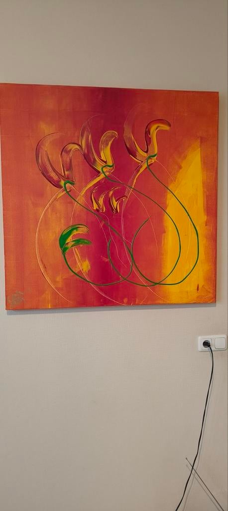 Mooi modern olieverf schilderij van Rob Arts., 100 x 100 cm, Ophalen of Verzenden