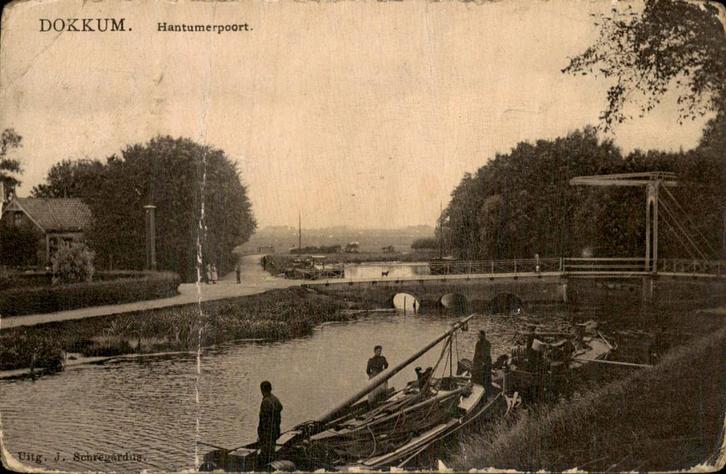 Dokkum- hantumerspoort, Verzamelen, Ansichtkaarten | Nederland, Gelopen, Friesland, Voor 1920, Ophalen of Verzenden