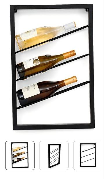 Zwart Stalen Wijnrek voor aan de Muur beschikbaar voor biedingen