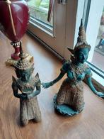 Thaise Beelden Set (2) Kinnara Brons Patina 20cm, Antiek en Kunst, Antiek | Koper en Brons, Ophalen of Verzenden