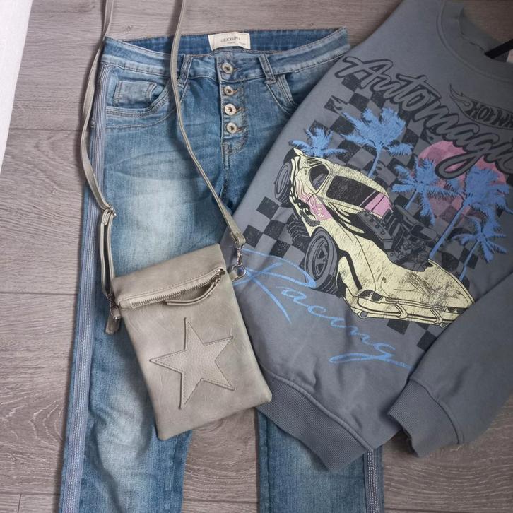 Complete set, jeans, trui en tas, Kleding | Dames, Overige Dameskleding, Zo goed als nieuw, Ophalen of Verzenden