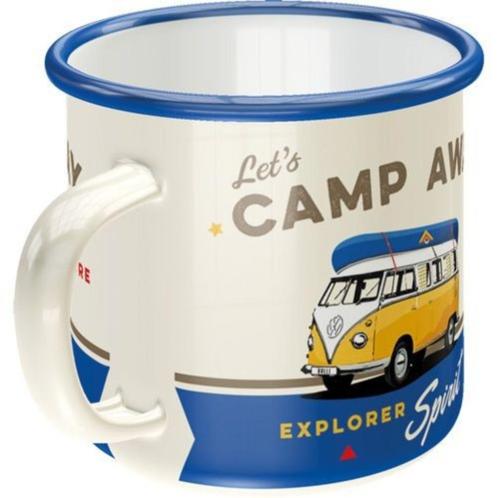 Volkswagen lets camp VW busje emaille reclame mok beker, Verzamelen, Automerken, Motoren en Formule 1, Nieuw, Auto's, Ophalen of Verzenden