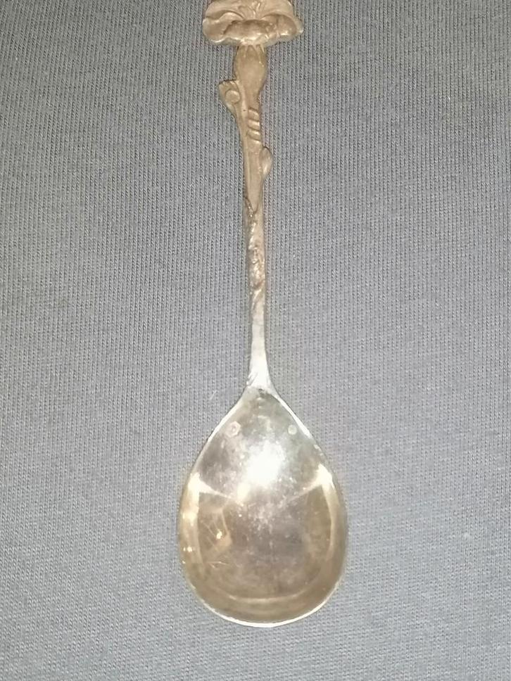 Zilveren bloemen lepel 2e gehalte leeuwtje, Antiek en Kunst, Antiek | Goud en Zilver, Zilver, Ophalen of Verzenden