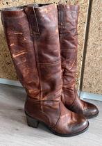 Bruine leren hoge laarzen met blokhak maat 40, Ophalen, Hoge laarzen, Bruin, Gedragen