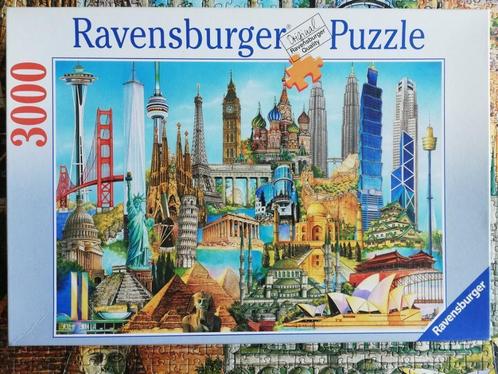 Puzzel 3000 stukjes: De beroemdste gebouwen ter wereld., Hobby en Vrije tijd, Denksport en Puzzels, Gebruikt, Legpuzzel, Meer dan 1500 stukjes